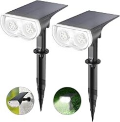 Linkind Solar Lights Outdoor Waterproof Landscape Spotlight Daylight 2 Pack | Starray, 3 Lighting Modes, 6500K, Dusk to Dawn, Auto On Off for Landscape Garden Yard Tree Flag Pathway Patio House Sign