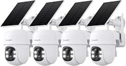 Cinnado 2K Outdoor Cameras for Home Security Solar Powered White B6 4 Pack | 2.4Ghz Wi-Fi Wireless Security Camera with 360° View for Garden/Backyard, Cloud/SD Storage, Weatherproof, 2-Way Talk & Siren