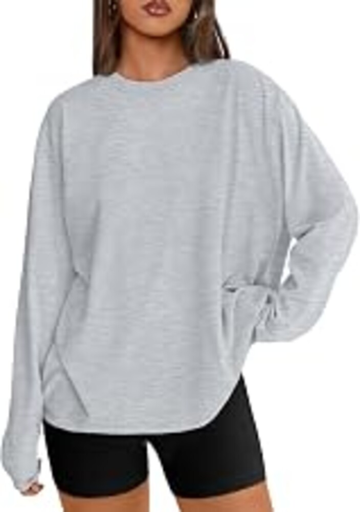 Trendy Queen Womens Oversized Long Sleeve Shirts Fall Tops 2026 Basic Tees | Crewneck Fitness Clothing, Y2k Streetwear, Workout Gym Athletic T, Plus Size Fashion, Winter Outfits, Cute Sweatshirts