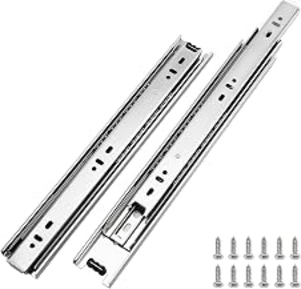 LONTAN 5 Pairs Side Mount Drawer Slides 16 Inch Heavy Duty Cabinet Rails | 100lb Load Cold Rolled Steel; 3-Section Full Extension; Smooth Ball Bearing Glides; Quick Release Easy Setup Replacement