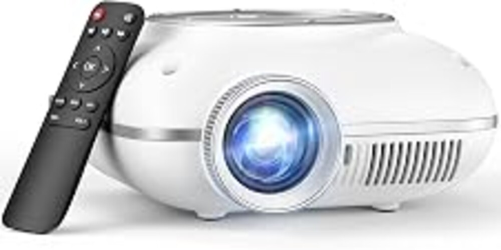 HOMPOW Mini Projector, 1080P Supported Portable Bluetooth projector | Mini & Portable, Built-in Bluetooth/Speaker, Home Theater, Outdoor/Indoor, HDMI/USB Compatible Phone & Laptop(White)