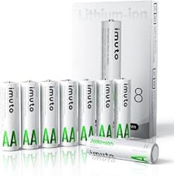 imuto Rechargeable AA Lithium Batteries, 2000mWh Stable 1.5V Output, 8 Pack | LiFePO4 battery, 2500+ cycles, CBPI leak protection, -40°F to 140°F operation, double a Battery, everyday household devices