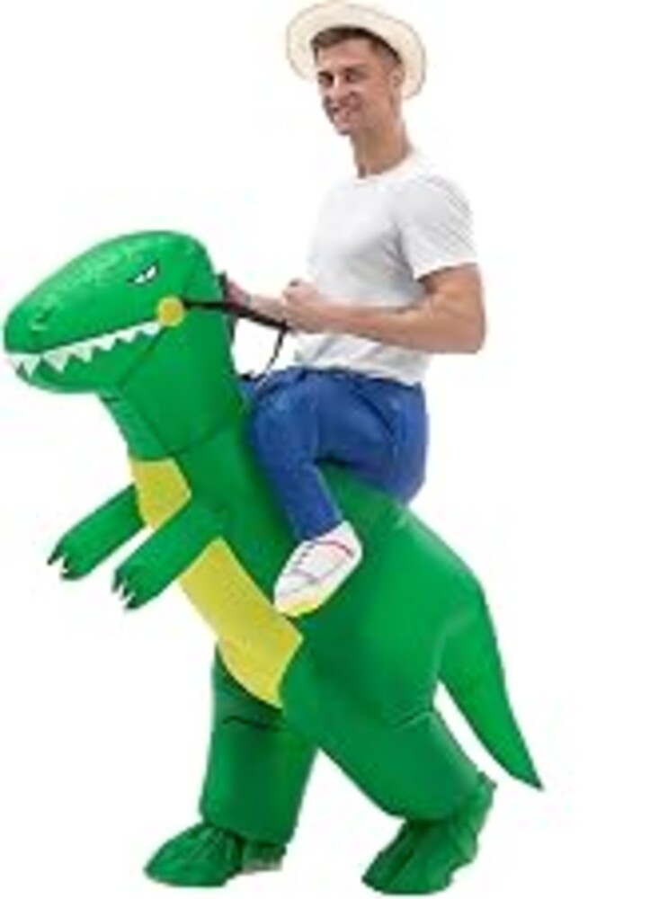 IRETG Inflatable Dinosaur Costume Adults, Funny Blow Up Suit Halloween | 100% Polyester, USB fan inflates 60s, fits 5'-6'3", Halloween Party, green dinosaur blow up suit