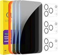 PEHAEL for iPhone 17 Pro Privacy Screen Protector+Camera Lens Protector | 3+3 Pack, Installation Frame, Cleaning kits, Anti-Spy Private, Anti-Scratch, 9H Tempered Glass, Case Friendly, [6.3 inch]