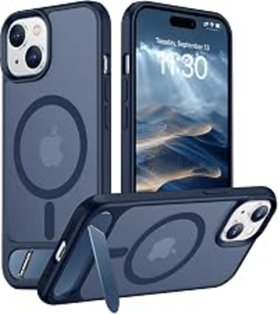 Temdan Magnetic Compatible with iPhone 15 Plus Case & iPhone 14 Plus Case, [Built-in Invisible Kickstand][Compatible with MagSafe][Military Grade Shockproof] Slim Translucent Matte Phone Case 6.7"