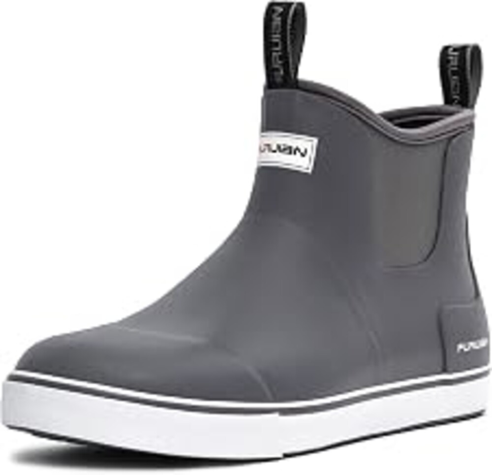 Furuian Men's Deck Boots Waterproof Ankle Rain Boots Fishing Boots | Anti-Slip Rubber Slip On Neoprene Booties Garden Boots Outdoor Rain Shoes for Boating Sailing Farming
