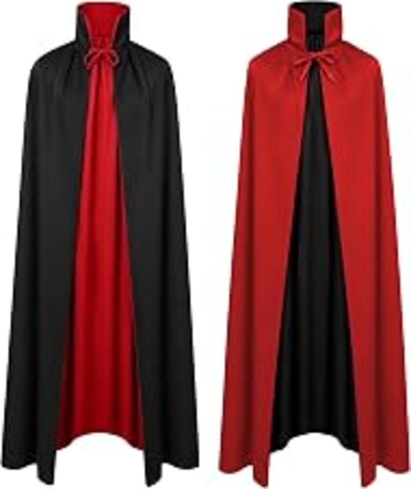 Vampire Stand Collar Cloak Reversible Witch Cape Halloween Costumes (47″) | Unisex | Black/Red Reversible | Double Layer | Masquerade Cosplay Dress Up | Retro Renaissance Medieval | Easy to Wear