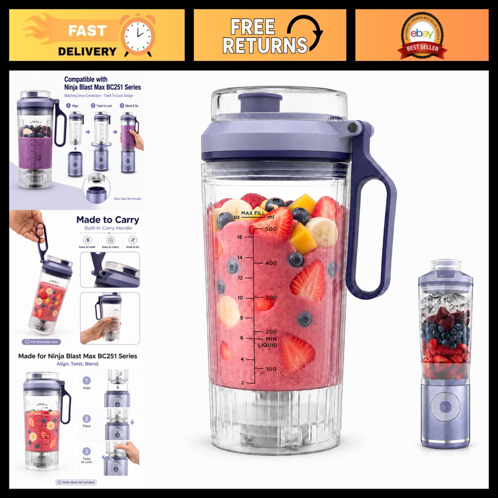 22oz Replacement Travel Cup for Ninja Blender, Compatible with BC251 Series, Dur