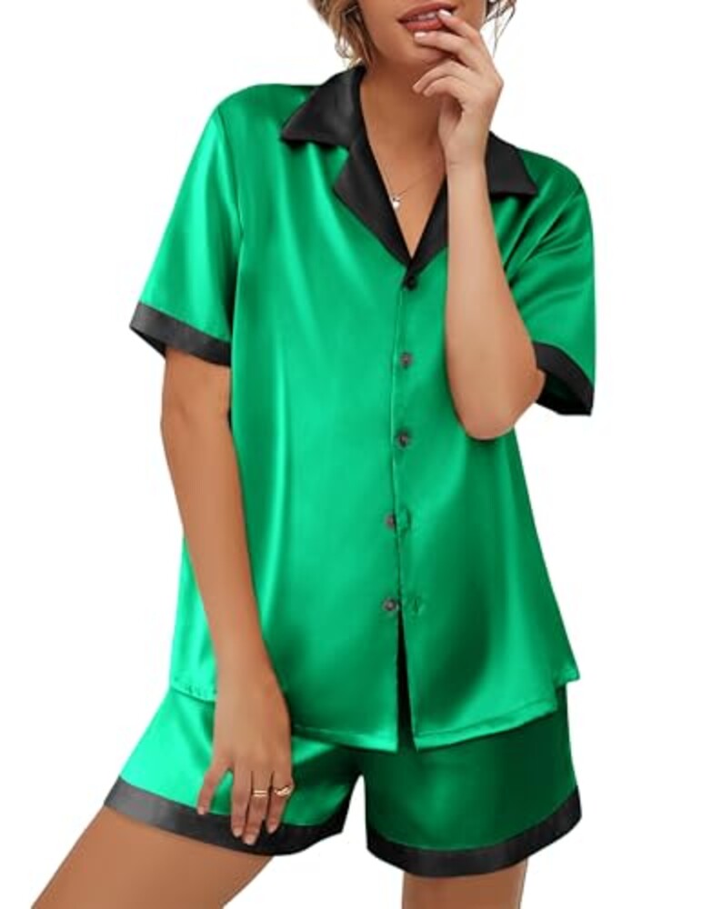 Ekouaer Womens Silk Satin Pajama Set Sho