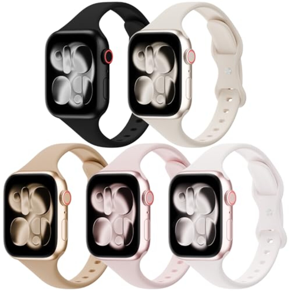 5 Pack Slim Thin Silicone Band Compatibl