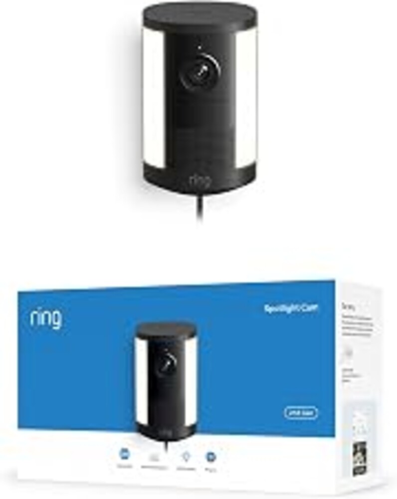 Ring Spotlight Cam 2K (newest model), Plug-In, Home or business security, Wide-Angle Retinal 2K Video, 6x Enhanced Zoom, Motion-Activated Spotlights, Black