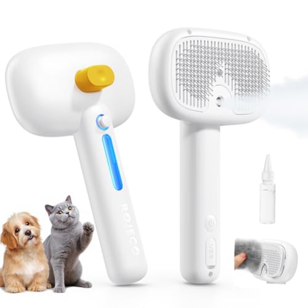 ROJECO 3-in-1 Pet Steam Brush,Spray Hair
