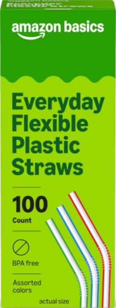 Amazon Basics Disposable Striped Plastic