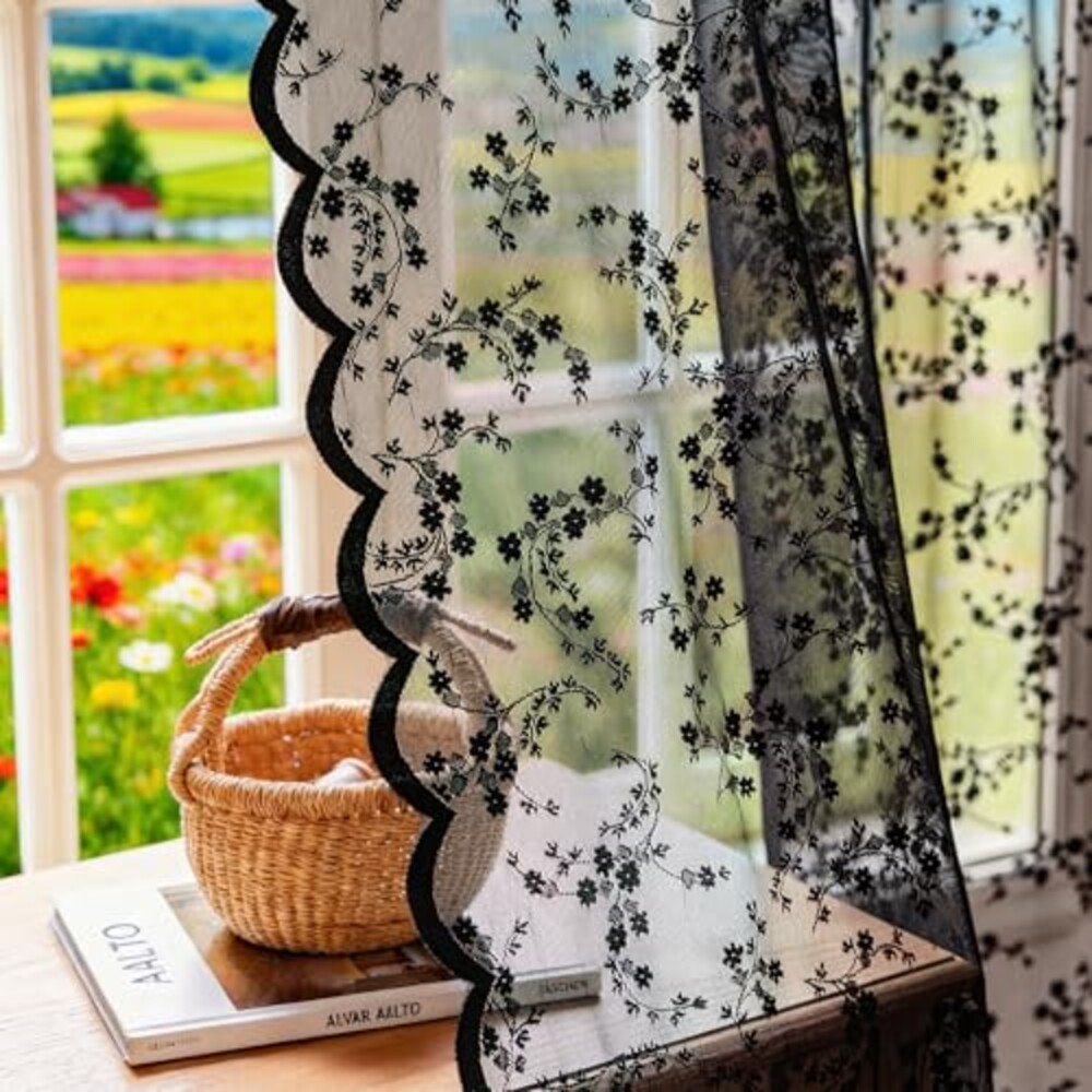 MIMUNULUX Vintage Floral Lace Sheer Curt