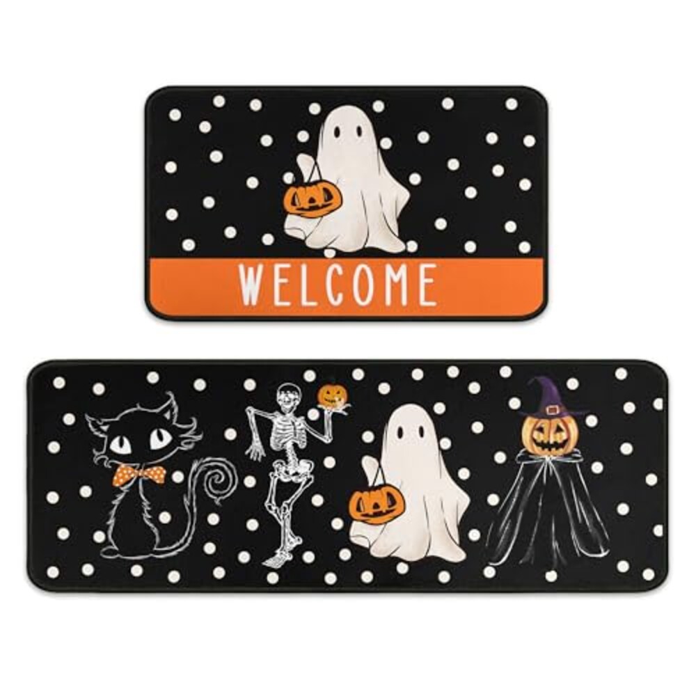 Halloween Welcome Kitchen Rugs Set of 2,