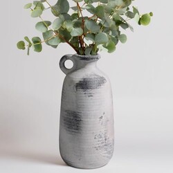 Sunddo Farmhouse Ceramic Vase, Rustic Gr