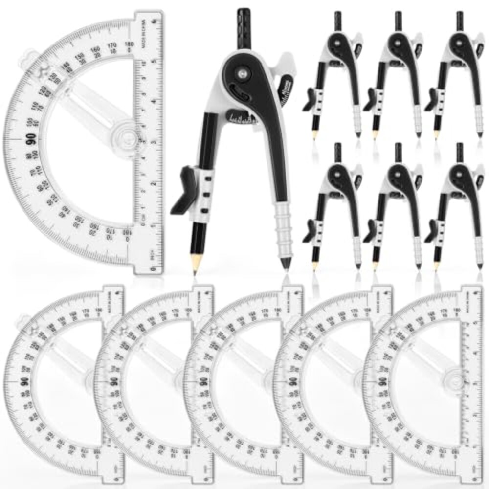 Zonon 12 Pcs Protractor and Compass Set,