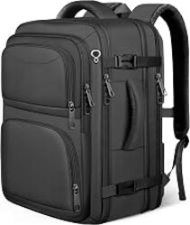Fxcelets Travel Backpack for Men, TSA Carry On Backpack Flight Approved | 40-50L Expandable,17.3inch Lightweight Laptop Backpack,Anti-Theft,Water Resistant,Side Pocket,Business Weekender Bag,Black