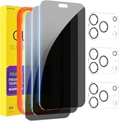 PEHAEL for iPhone 18 Pro Max Privacy Screen Protector+Camera Lens Protector | 3+3 Pack, Installation Frame, Cleaning kits, Anti-Spy Private, Anti-Scratch, 9H Tempered Glass, Case Friendly