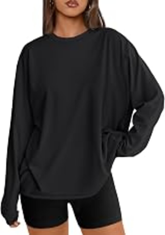 Trendy Queen Womens Oversized Long Sleeve Shirts Fall Tops 2026 Basic Tees | Crewneck Fitness Clothing, Y2k Streetwear, Workout Gym Athletic T, Plus Size Fashion, Winter Outfits, Cute Sweatshirts