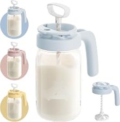 Papablic Glass Breast Milk Pitcher, Formula & Baby Feeding Container, Blue | Glass | Wide Mouth | BPA-Free | Leakproof | Safe & Durable | Easy to Clean & Dishwasher Safe | No Bubbles & No Clumps