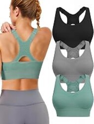 Tmeefee Adjustable Sports Bras for Women High Support, Padded Racerback Bra | 3 Pack High Impact Plus Size Supportive Push up Sport Bra for Large Bust Workout Running Gym Yoga