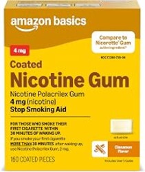 Amazon Basics Nicotine Polacrilex Coated Gum 4 mg (Nicotine), Cinnamon Flavor, Stop Smoking Aid, 160 Count (Previously Amazon Basic Care)