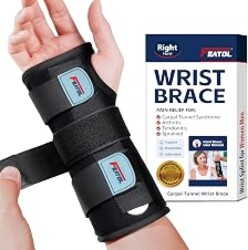 FEATOL Carpal Tunnel Wrist Brace Night Support, Adjustable Right Hand Brace | S/M, Wrist Splint with Metal Bar for Women & Men; Relieves Tendonitis, Arthritis & Sprain; Day & Night Wear for Sleep or Work