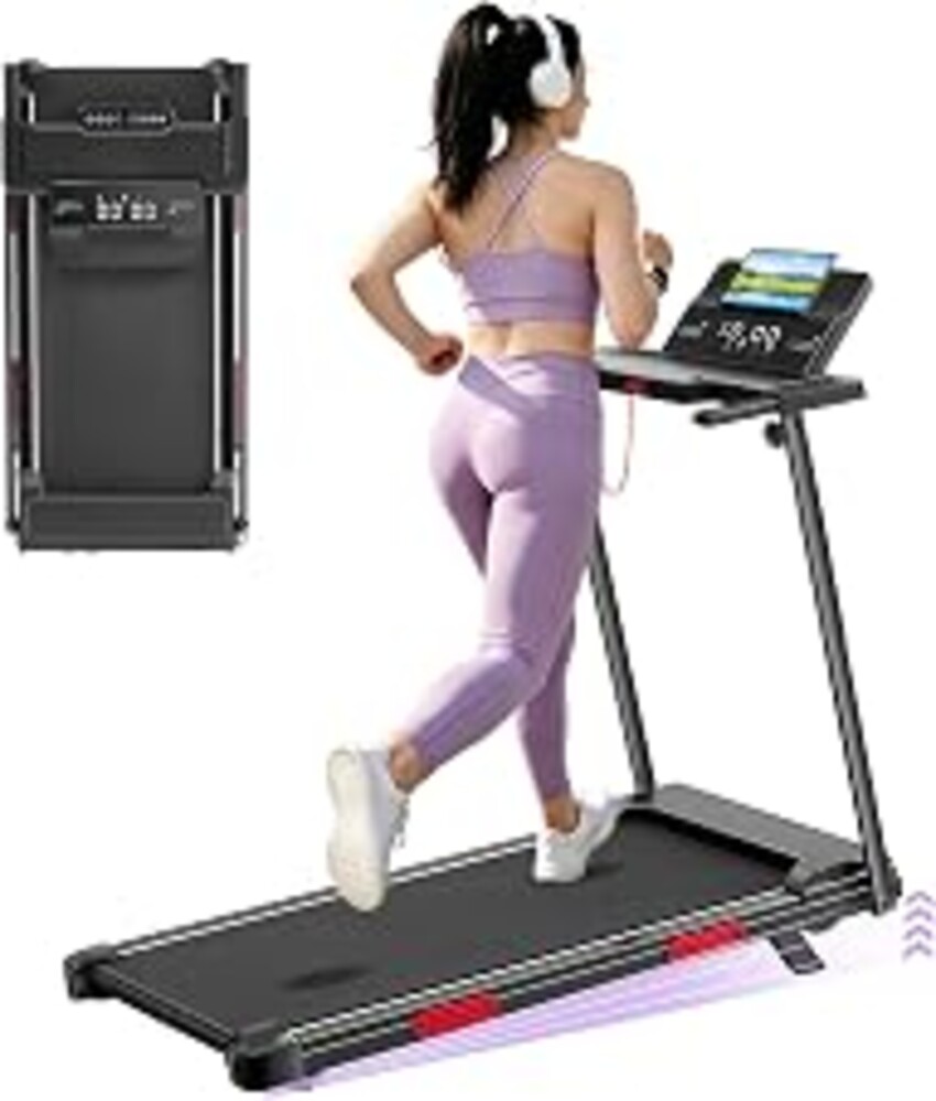 SUOUER Compact Walking Pad Treadmill with Handle Bar and Incline for Home | 2026 Upgrade Portable Walking Treadmill with Handles, 3.0HP Walking Pad for Exercising, 0.6-7.6MPH, 350LBS