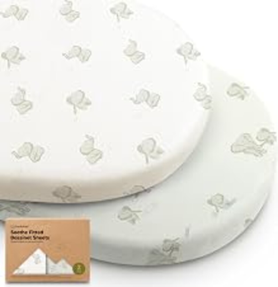 2-pk Organic Baby Bassinet Sheets Boys, Girls, Bassinet Fitted Sheet (Elly) | 100% Cotton Bassinet Mattress Sheets, Compatible with Halo Bassinest Swivel Sleeper, Graco, Baby Delight, Universal Fitted