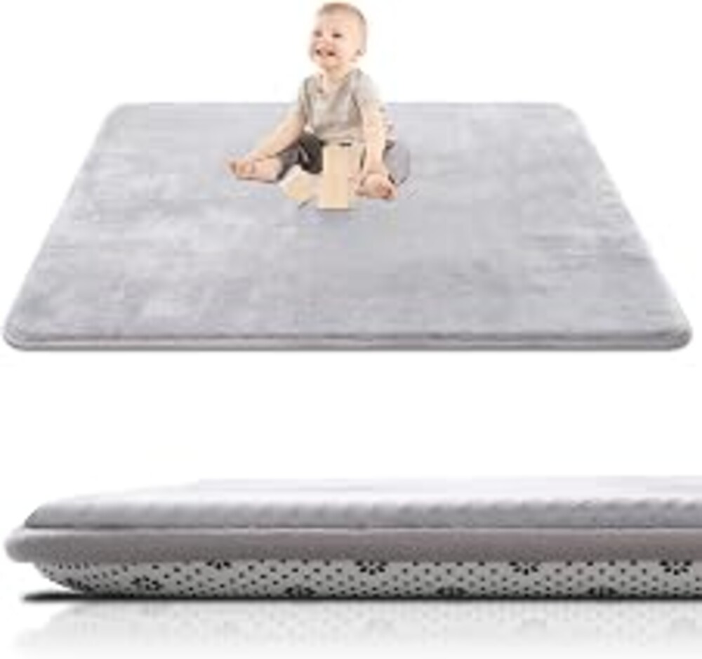 SEPARO Thick Baby Play Mat for Floor,50x50 Playpen Mat,Non-Slip,Grey | Ultra Soft Support&Plush Feel Playmat for Baby,Tummy Time Foam Mats,Cushioned for Infant,Kids and Toddler Crawling,Easy Care