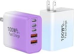 USB C Super Fast Charger Block, 100W USBC Charging Block Wall Plug Adapter | 2Pack 5-Port Type C Phone Charging Cubes Multiport Power Adapter for iPhone 17/16/15/14/13 Series,Galaxy S26/S25 Ultra,iPad