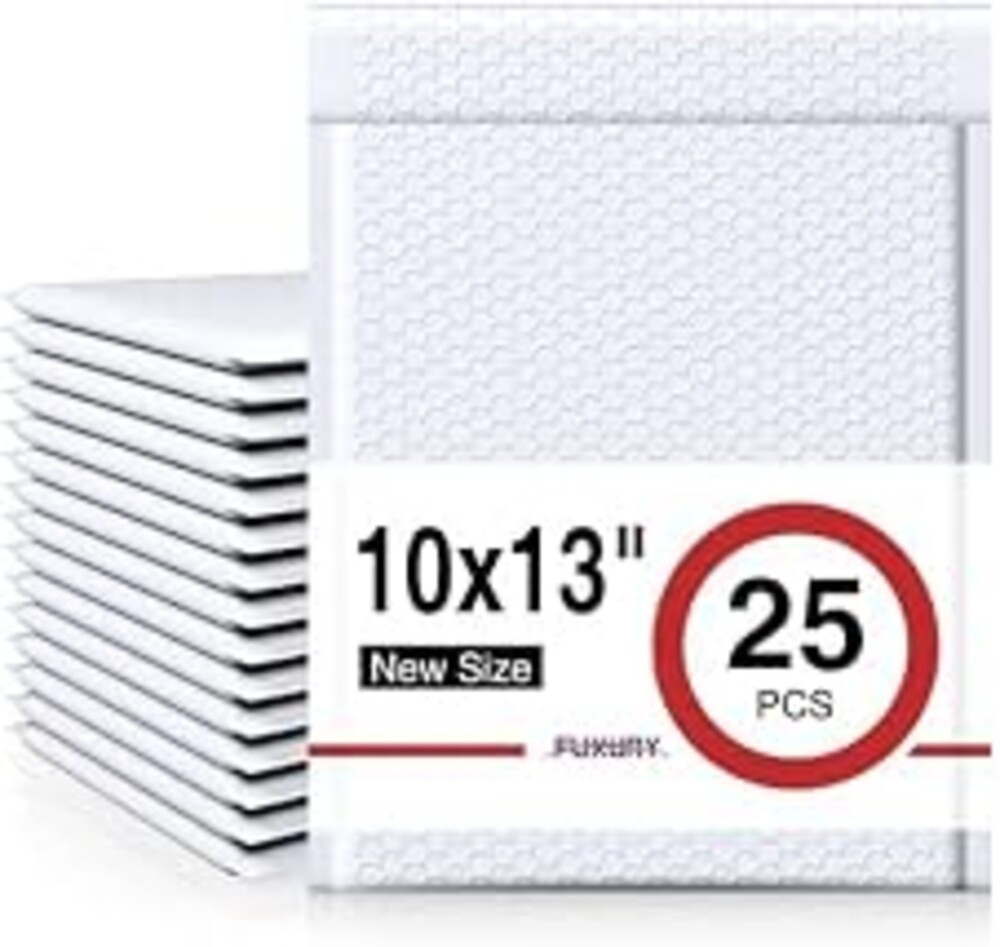 Fuxury Bubble Mailers 10x13 Inch White 25 Pack Padded Envelopes | Thick Mailing Envelopes Bubble Opaque Padded Mailers Shipping Bags for Mailing Clothing Book Makeup Small Business