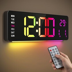 16" Large Digital Wall Clock with RGB LE