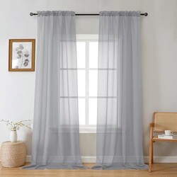 Gwine Light Grey Sheer Curtains 96 Inche