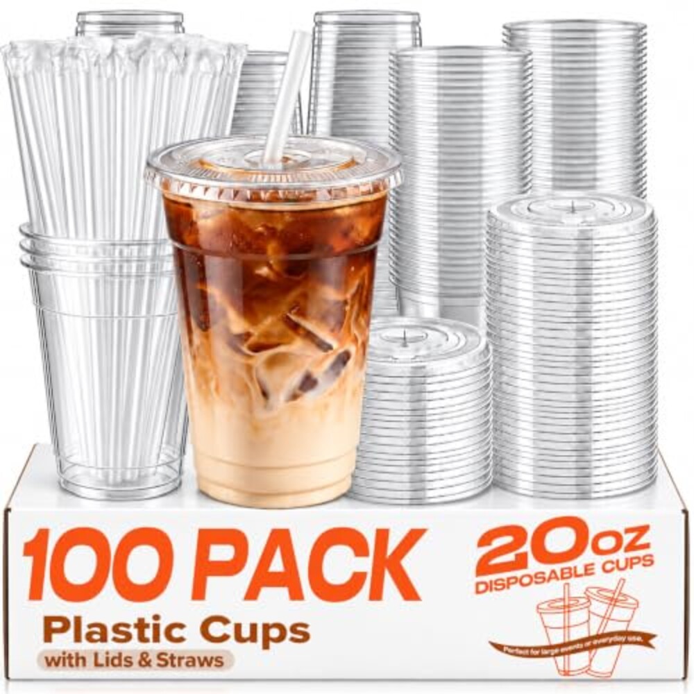 PODJULFA 100 Pack 20oz Disposable Plasti