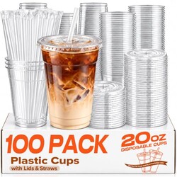 PODJULFA 100 Pack 20oz Disposable Plasti