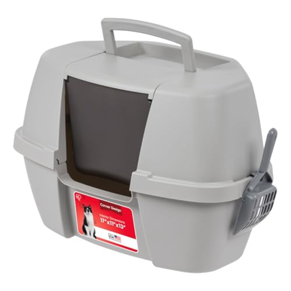 IRIS USA Large Corner Cat Litter Box, Sp