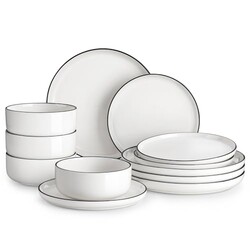 MALACASA Plates and Bowls Sets, 12 Piece
