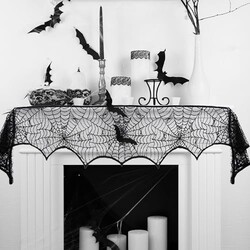 JGMGWJ Halloween Mantel Scarf Black Lace