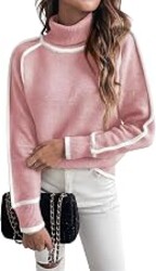 EVALESS Sweaters for Women Fall Winter Cozy Turtleneck Sweater | High Neck Color Block Long Sleeve Knit Pullover Tops,Work Office Business Casual Outfits,Travel Vacation Clothes Trendy 2026
