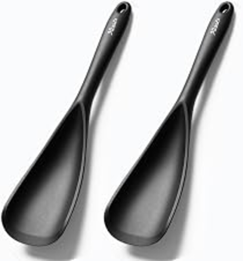 XiaoZu Silicone Cooking Spoon Spatula For Non-stick Cookware,12.6" Black | BPA-Free,Multifunction Kitchen Spoonula for Cooking, Serving, Mixing, Stirring, Scoop, Scrape, Seamless & Dishwasher Safe