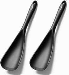 XiaoZu Silicone Cooking Spoon Spatula For Non-stick Cookware,12.6" Black | BPA-Free,Multifunction Kitchen Spoonula for Cooking, Serving, Mixing, Stirring, Scoop, Scrape, Seamless & Dishwasher Safe
