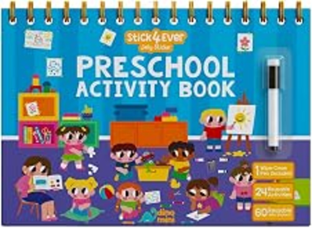 Stick4Ever Preschool Activity Book - Reusable Sticker Book for Toddlers 2-4 Years - Mess-Free Educational Travel Activity for Kids, Boys & Girls - No Mess Travel Toys & Road Trip Essentials
