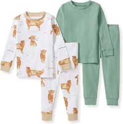 Burt's Bees Baby Boys Organic Cotton Pajamas, Toddler PJ Set | Soft, Cozy, Snug-Fitting Pajamas Feature Stretchy Ribbed Cuffs And Hand-Painted Prints To Make Bedtime A Breeze