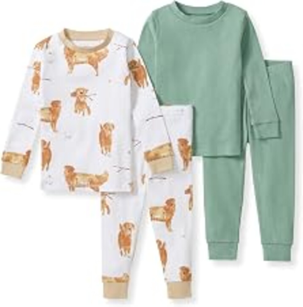 Burt's Bees Baby Boys Organic Cotton Pajamas, Toddler PJ Set | Soft, Cozy, Snug-Fitting Pajamas Feature Stretchy Ribbed Cuffs And Hand-Painted Prints To Make Bedtime A Breeze