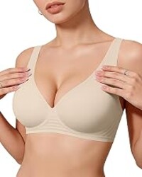 OEAK Womens Jelly Bras Wireless Deep V Bralette Comfy Push Up Tshirt Bras | Comfortable,support and lift,no underwire,bralettes,plunge,full coverage,invisible,balconette,minimizer,no show,soft