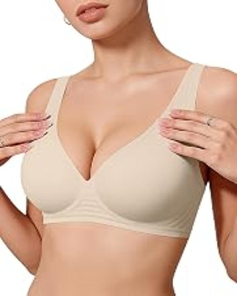 OEAK Womens Jelly Bras Wireless Deep V Bralette Comfy Push Up Tshirt Bras | Comfortable,support and lift,no underwire,bralettes,plunge,full coverage,invisible,balconette,minimizer,no show,soft
