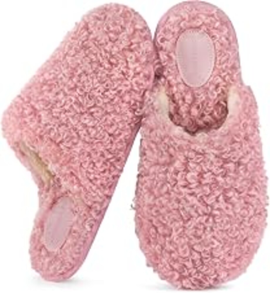 Snug Leaves Women's Scuff Slippers Furry Cute Memory Foam House Shoes | Fuzzy, Fluffy, Warm, Curly Fabric, Indoor, Non-Slip, Comfortable, Machine Washable, Gift, Stylish