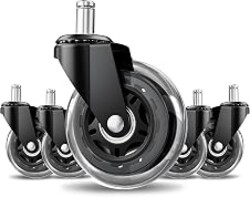 CLOATFET 3" Office Chair Wheels 5-Pack Heavy Duty | Smooth rolling polyurethane wheels protect floors. Universal fit for most chairs. Quiet design for home office.